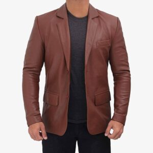 Mens Lambskin Leather Coat Brown