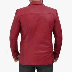 Mens Lambskin Leather Coat Maroon Back