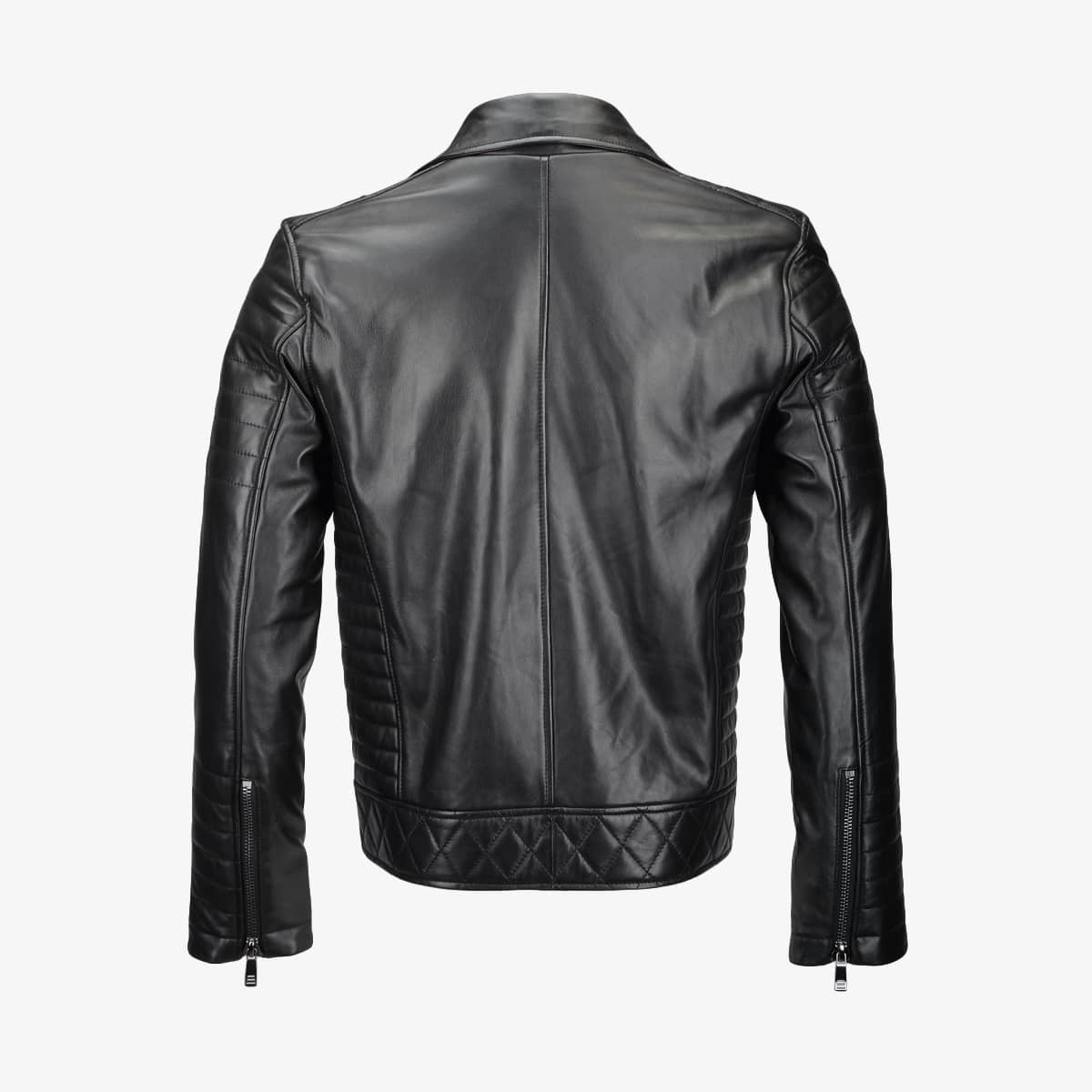 Side Zip Ribbed Leather Jacket | Leather Designer