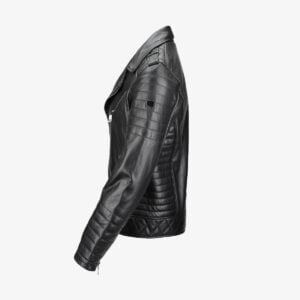 Side Zip Ribbed Leather Jacket Sideview