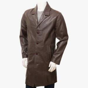 100% Real Leather Men Overcoat