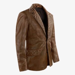 Leather Blazer Brown For Men