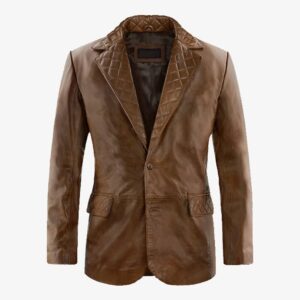 Leather Blazer Brown For Men