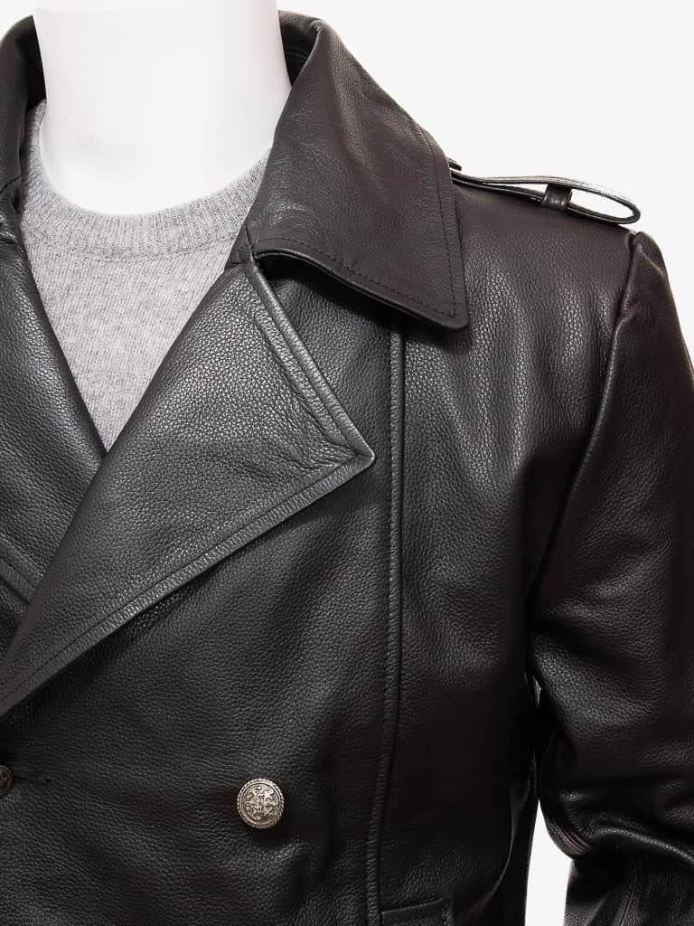 Mens Leather Pea Coat | Leather Designer